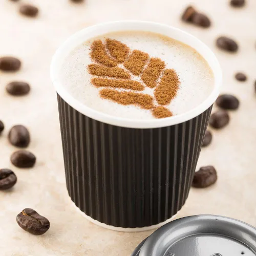 Miniatura 6 de 500 unidades de tazas desechables negras de 4 onzas para bebidas calientes con diseño de pared ondulada: no necesita mangas - Perfectas para Negro