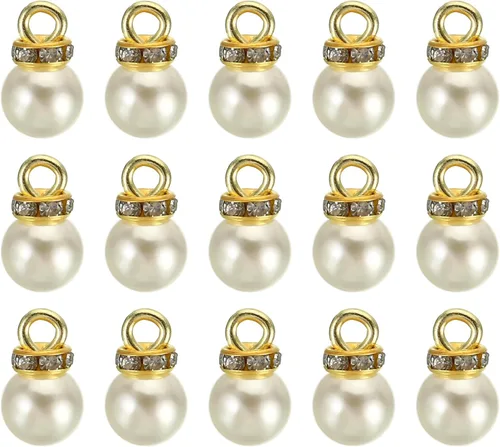 Miniatura 11 de PATIKIL 100 cuentas de perlas de perlas de imitación con diamantes de imitación DIY para hacer joyas, pulseras y aretes Plateado blanco