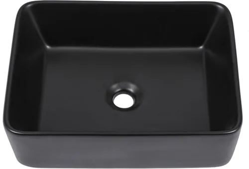 Miniatura 2 de Dcolora Lavabo de Recipiente Negro Rectangular de 40,6 x 30,5 cm Negro Mate Lavabo de Baño Rectangular sobre Encimera Cerámica Porcelana Lavadero