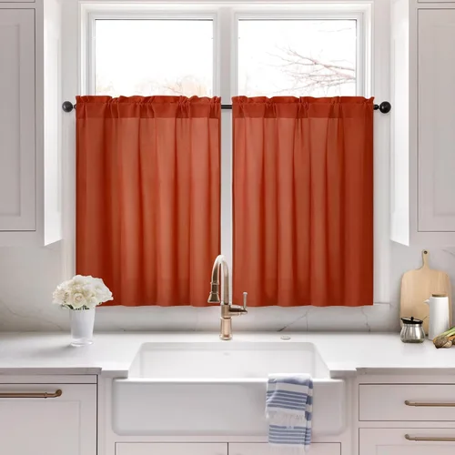 Miniatura 67 de HOMEIDEAS Cortinas Transparentes de Privacidad Blancas No Transparentes, 52 X 45 Pulgadas de Largo 2 Paneles Cortinas Transparentes Filtradoras