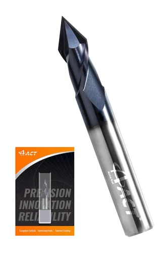 Miniatura 6 de ACCUT - Fresa de extremo de chaflán – 90 grados, ranura en V, brocas de tallado de 1/4 pulgadas para acero aleado, aluminio, madera, molino