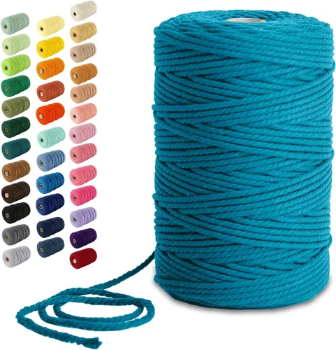 Miniatura 156 de Nook Theory - Cuerda de macramé de 3 mm, 220 yardas de cuerda de algodón, hilo de 4 mm y 5 mm, cuerda para manualidades, perfecta para colgantes