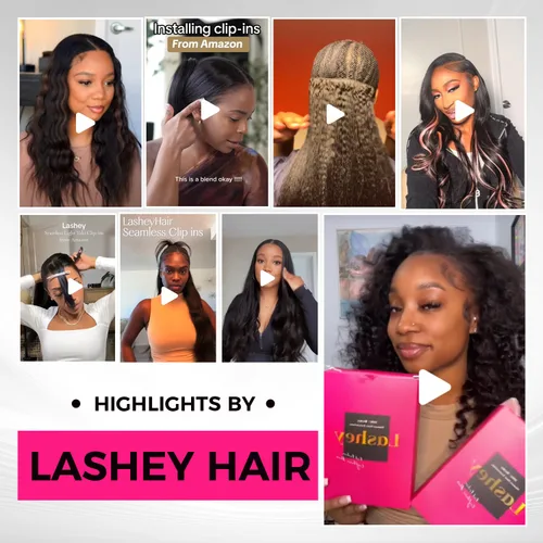 Miniatura 6 de Lashey - Extensiones de cabello con clip sin costuras, de cabello humano real, 7 unidades, 110 g, 14 pulgadas, color negro natural, lacio