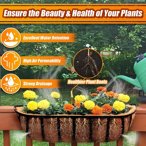 Miniatura 3 de Sinimaka Revestimientos de coco para macetas de 24 pulgadas, paquete de 4 forros de fibra de coco para macetas, cestas de flores, plantas de jardín