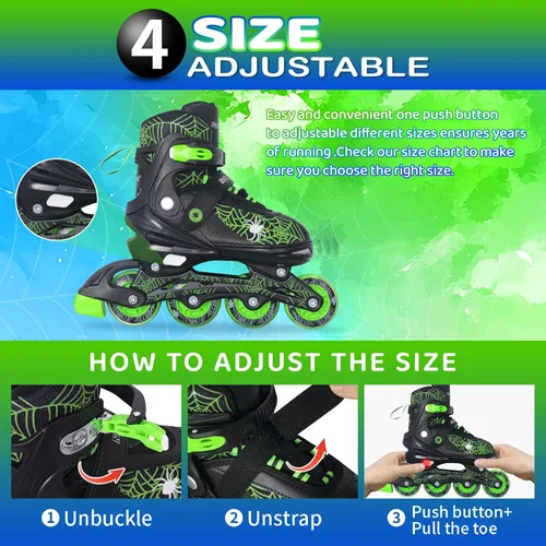 Miniatura 3 de Nattork Patines en línea ajustables para niños con ruedas de poliuretano flash, divertidos patines en línea con ruedas iluminadas, para edades de 4