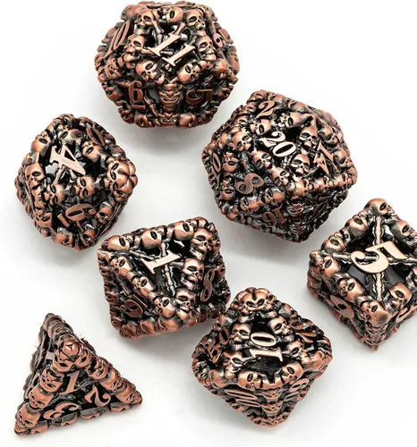 Miniatura 3 de UDIXI Juego de dados de metal DND: dados de metal D&D huecos de calavera, juego de dados poliédricos para Calabozos y Dragones Pathfinder