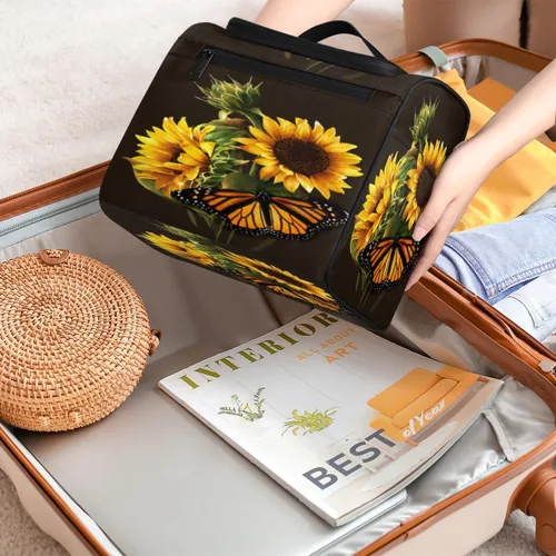 Miniatura 7 de cfpolar Animal Fox Flores Colgantes Neceser de Viaje Neceser Organizador de Maquillaje Bolsa de Almacenamiento de Cosméticos Baño Bolsa