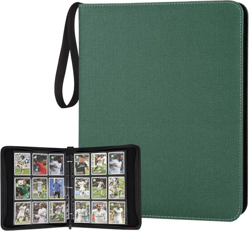 Miniatura 26 de GERMUN Carpeta de tarjetas de poliuretano, 16 bolsillos, carpetas de soporte premium para más de 1000 tarjetas, álbum de bolsillo de doble cara