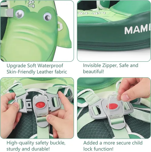 Miniatura 3 de Flotador Mambobaby con cola para bebé con toldo, flotador de piscina sólido, entrenador de natación infantil, entrenamiento de natación tumbado