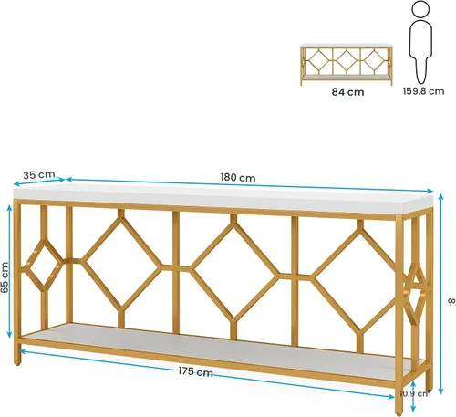 Miniatura 2 de Tribesigns Mesa de sofá extra larga de 71 pulgadas, mesas de consola de sofá largas estrechas detrás de la mesa del sofá con estante