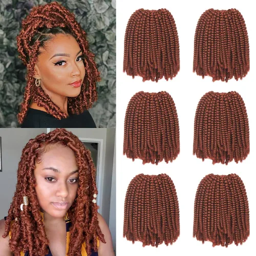 Miniatura 33 de Xtrend - Cabello trenzado de ganchillo con rizos de resorte, color rojo cobrizo, 12 pulgadas, para rizos de mariposa de imitación, extensiones