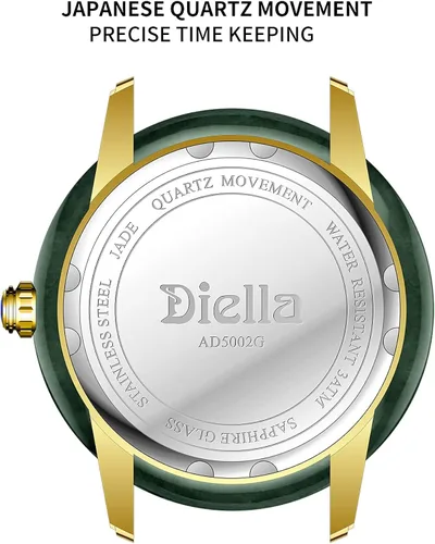 Miniatura 3 de Diella Luxury Dress Watches for Men with Japanese Quartz Movement, Men's Classic Wrist Watches with Black Leather Band, Dark Jade, Gold and Steel