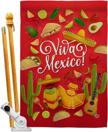 Miniatura 12 de Viva México - Kit de banderas de jardín para casa de jardín, fiesta de verano, cactus y piñata, sombrero mexicano, fiesta mexicana, pequeño regalo