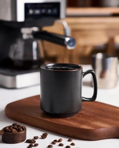 Miniatura 2 de famiware Juego de 6 tazas de café Nebula de 14 onzas, juego de tazas de cerámica con asa para café con leche, té, leche, capuchino, cacao, negro mate