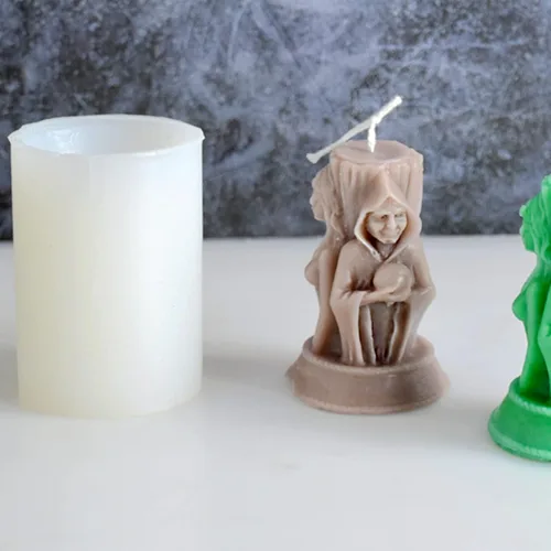 Miniatura 5 de Molde de silicona para velas 3D, 3 lados, diosas, niña, mujer embarazada, anciana, molde de silicona para pilar, aromaterapia, velas, cera, jabón