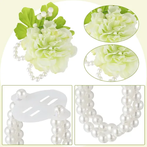 Miniatura 4 de Waydress Pulsera de pulsera elástica de perlas para boda, ramillete de perlas, pulsera elástica de perlas para boda