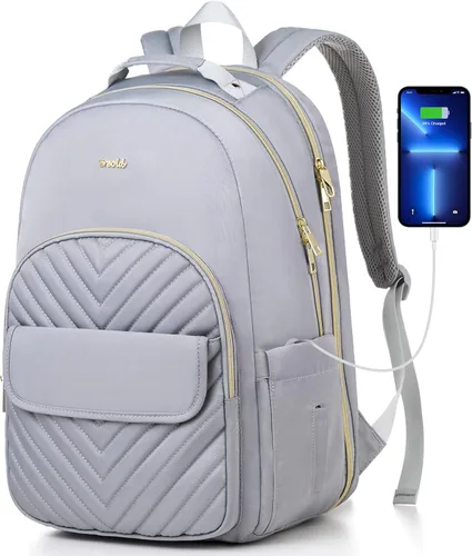 Miniatura 14 de Mochila para laptop para mujer, elegante mochila de trabajo para viajes, mochila de computadora de gran capacidad para 15.6 pulgadas, mochila Negro