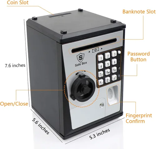 Miniatura 3 de Lyght - Caja fuerte mini ATM para dinero real, alcancía electrónica con voz, contraseña por huella dactilar, caja de seguridad para niños, regalo
