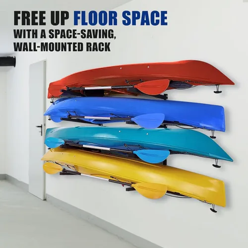 Miniatura 4 de Soporte de pared para kayak para 4 kayaks, soporte de paleta de kayak para almacenamiento de garaje, estantería de cobertizo, capacidad