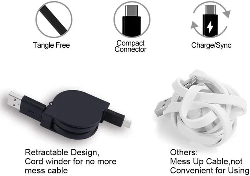 Miniatura 2 de Cable USB retráctil tipo C tipo C cargador USB C a USB A Cable de carga de sincronización de datos Note 8 Cargador para Samsung Galaxy Note 9, S22