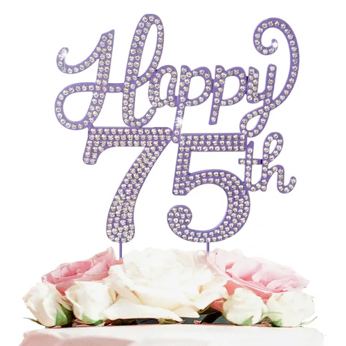Miniatura 16 de LASKYER Decoración de feliz cumpleaños número 10, decoración de pastel de diamantes de imitación dorados de 10º cumpleaños – Letrero de metal