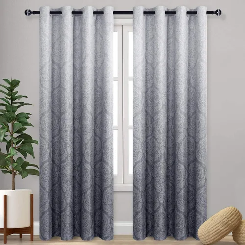 Miniatura 115 de DWCN - Cortinas blackout para dormitorio, diseño de damasco con aislamiento térmico y ojales, para sala de estar, juego de 2 paneles de cortina Gris