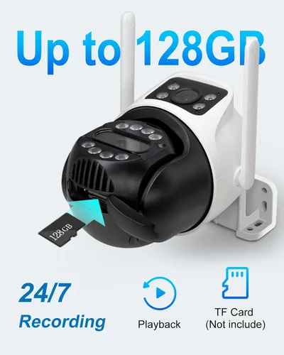 Miniatura 7 de Cámara de seguridad inalámbrica de doble lente de 6MP para exteriores, cámara de vigilancia WiFi para el hogar, PTZ, panorámica de 355°, inclinación
