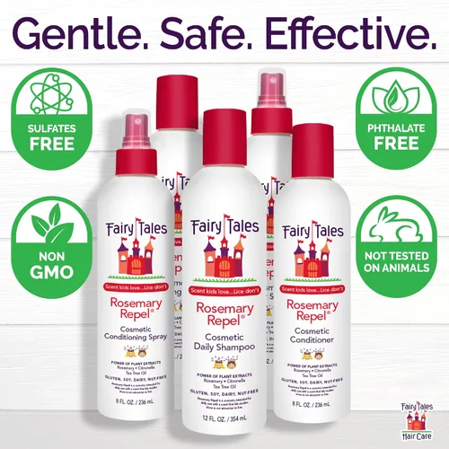Miniatura 5 de Fairy Tales Romero Repel Daily Kids Champú, acondicionador y acondicionador Spray Recambio Trio – A los niños les gusta el olor, los piojos