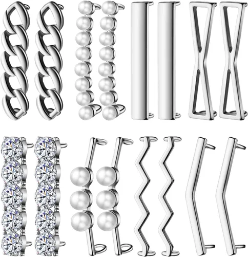 Hicarer 16 piezas8 pares de dijes de cordones para zapatos deportivos, decoración de cordones de zapatos, clips decorativos para zapatos, diamantes