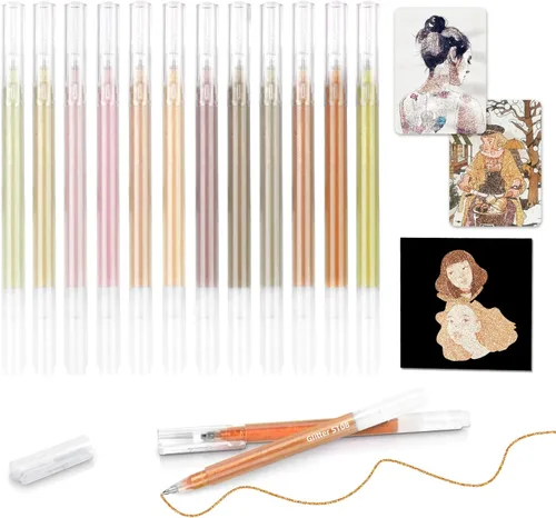 Miniatura 14 de Bolígrafos de gel con purpurina de 80 colores para libros de colorear para adultos y papel negro, punta fina suave de 0.039 in, gran capacidad