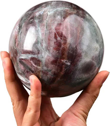 Miniatura 22 de AMOYSTONE Esfera de Fluorita Verde Esfera de Adivinación con Soporte de Madera Bola Decorativa Cristales Naturales de Curación Esfera para Feng Shui