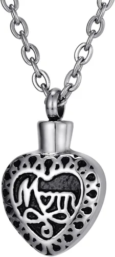 Miniatura 18 de Collar de urna conmemorativa de acero inoxidable para cenizas con texto en inglés "Dad in Heart", Acero inoxidable