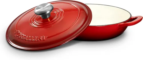 Miniatura 4 de ROSSALLINI Signature - Estofador de hierro fundido esmaltado, olla antiadherente con tapa de ajuste ajustada para asar perfectos, hornear, saltear