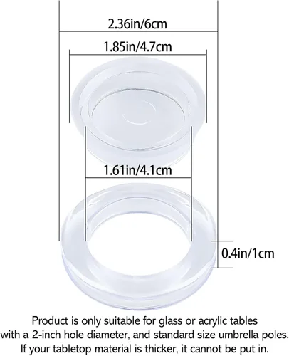 Miniatura 2 de Juego de 2 anillos de silicona de 2 pulgadas para sombrilla de mesa de patio, tapón y tapa de anillo de agujero de sombrilla, tapón de sombrilla