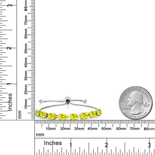 Miniatura 61 de Gem Stone King Pulsera de plata de ley 925 con piedra natal ovalada de 0.276 x 0.197 in para mujer, totalmente ajustable hasta 9 pulgadas