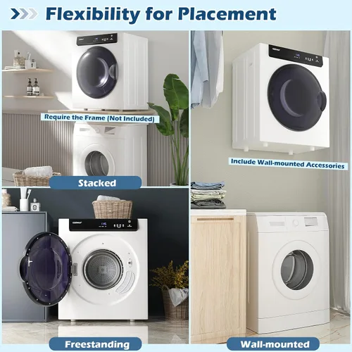 Miniatura 9 de COSTWAY Secadora portátil compacta, con panel táctil, 2 modos, 3 potencias de calefacción y ventilación de escape ajustable, secadora de ropa