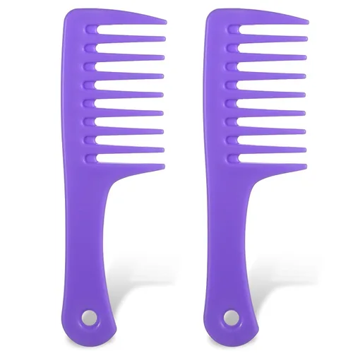 Mini peine de dientes anchos, 2 piezas de peines pequeños portátiles de plástico desenredante de dientes grandes para mujeres, rizado, largo y húmedo