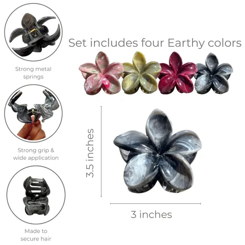 Miniatura 2 de Pinzas de pelo con flores para mujeres y niñas, de pelo grueso a fino, grandes y bonitas, pinzas de garra antideslizantes, accesorios decorativos
