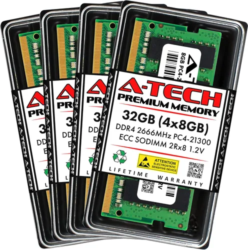 Miniatura 26 de A-Tech 4GB DDR4 2133MHz PC4-17000 ECC SODIMM 1Rx8 Rango único 1.2V 260-Pin Módulo de actualización de memoria RAM para Microserver, estación