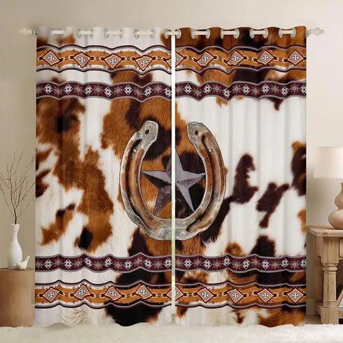 Miniatura 13 de Cortinas de ventana de herradura con estrellas de Texas, cortinas de granero de madera rústicas occidentales, 38 pulgadas de ancho x 45 pulgadas