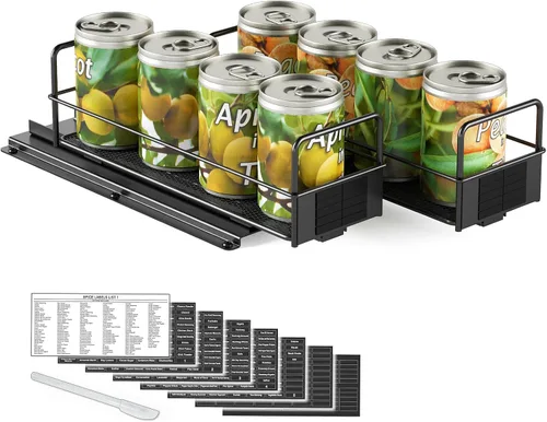 Miniatura 7 de SpaceAid Organizador de especias extraíble para gabinete, organizador de condimentos deslizante y resistente para armarios de cocina, organizador