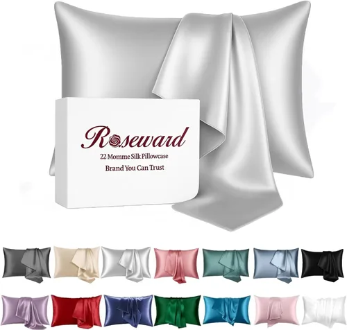 Miniatura 10 de Funda de almohada de seda morada para cabello y piel fabricada en EE. UU., fundas de almohada de seda pura de 22 mommes Queen con cremallera, grado