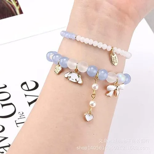 Miniatura 2 de ACCENE Juego de collares y pulseras Kawaii con diseño de anime, bonito collar para parejasamigos del pecho y pulseras magnéticas de dibujos animados