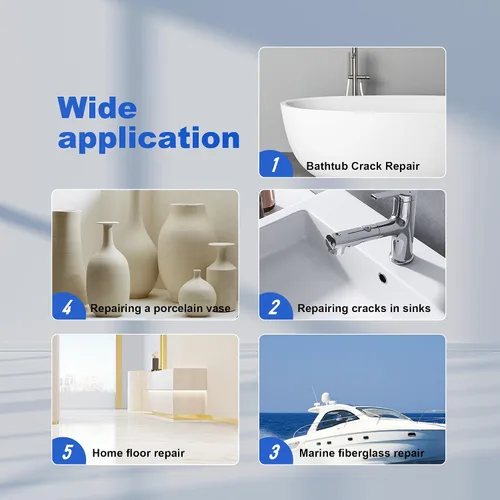 Miniatura 5 de Kit de reparación de bañera blanco, excelente para ducha de fibra de vidrio marina, fregadero de porcelana, cerámica, parche de bañera de acrílico