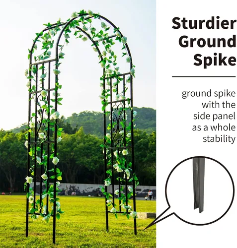 Miniatura 2 de Cenador de pérgola de metal, 100 pulgadas de alto x 45 pulgadas de ancho, arco de jardín para ceremonia de boda, fiesta, plantas de hierro curvado