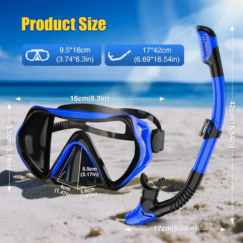 Miniatura 5 de Dry Snorkel Set,Panoramic Wide View Anti-Fog Scuba Diving Mask,Professional Snorkeling Gear for Adults