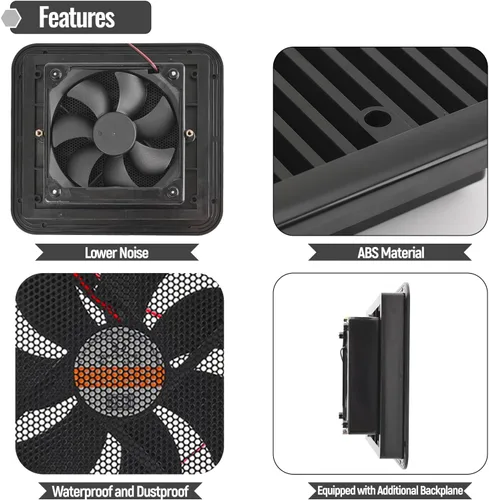 Miniatura 3 de AUTOXBERT Ventilador de ventilación de escape para caravana, 2.4 W, 12 V, ventilador de ventilación de aire silencioso unidireccional para caravana