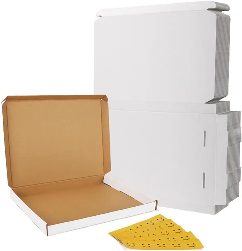 Miniatura 43 de RLAVBL Juego de 25 cajas de envío de 10 x 8 x 3, caja de cartón corrugado blanca para embalaje, correo, negocios Blanco