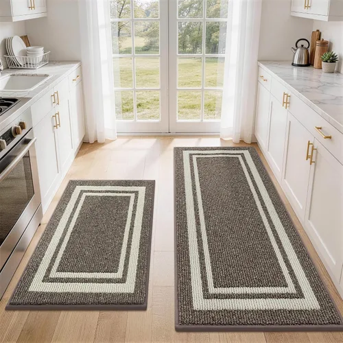 Miniatura 45 de COSY HOMEER Tapete de cocina antideslizantes, absorbentes para el piso, alfombra de cocina lavable, tapete de pie para fregadero, alfombra de Beige
