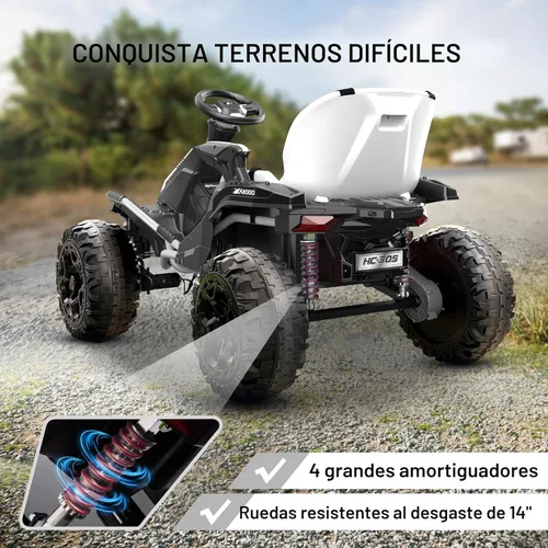 Miniatura 4 de ANPABO Juguete de Montar 24V 4x4 para Niños Grandes, Motores 4x200W, 5MPH, Automóvil para Niños con Control Remoto para Padres, Asiento Ancho Blanco